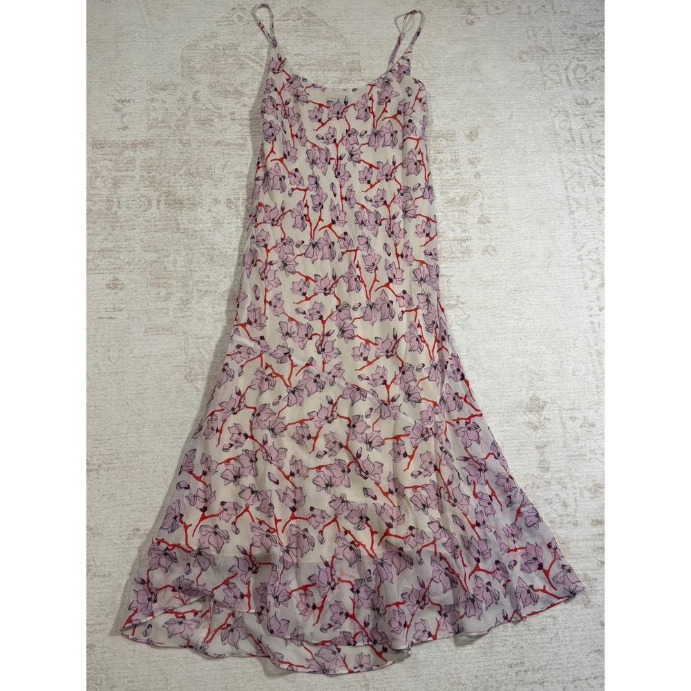 Rag & Bone Floral Midi Slip Dress Pink Purple Ivory Sleeveless Viscose Size 6